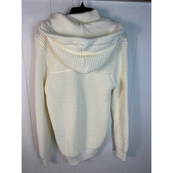 LCR Men’s Ivory hooded waffle knit wool blend sweater in size M. - Picture 4 of 8